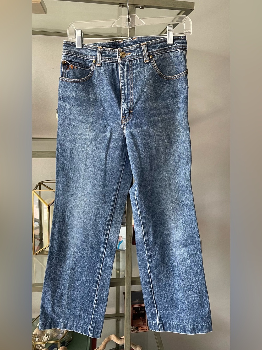 Vintage Sergio Valente Women's Straight-Leg Jeans in Medium Blue